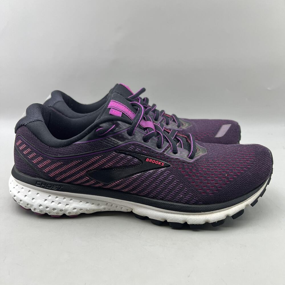 Brooks Ghost 12 Running Shoes Women Size 9 B Purple Mesh Comfort Low Sneakers